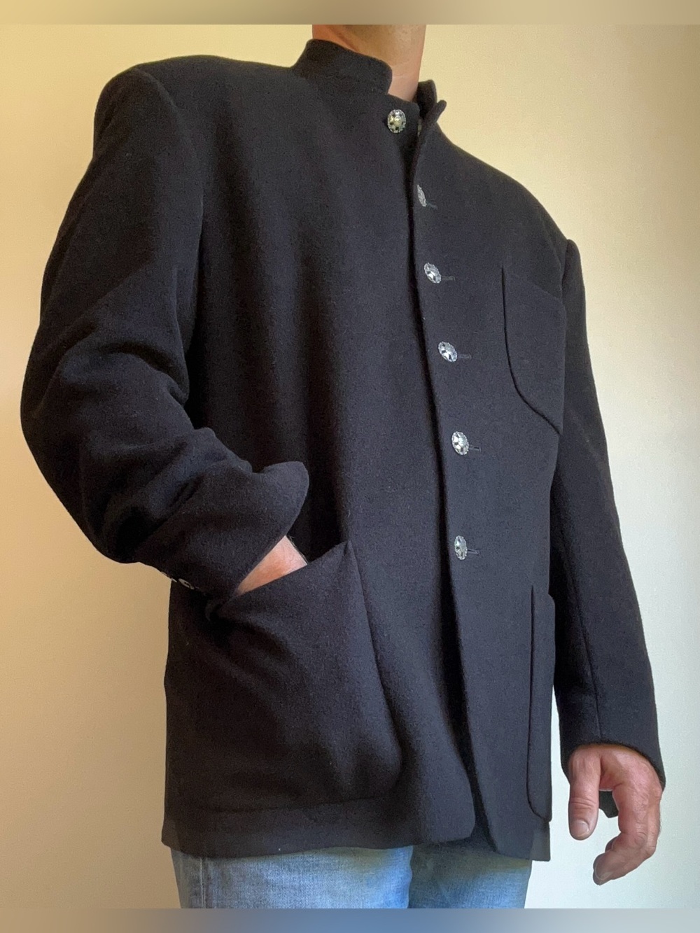 Turbulence par Simon Sebag Wool Cashmere Mao Collar Jacket Made in Canada 40 M - Picture 2 of 12
